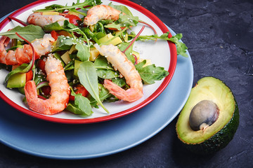 Salad with shrimp,tomatoes and avocado