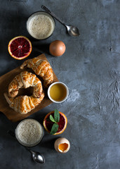 Fototapeta na wymiar Breakfast concept with scrambled eggs.