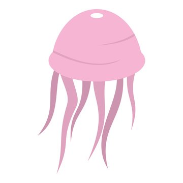 Pink jellyfish icon isolated