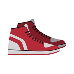 Red Sneakers, sport gym shoes isolated on white background. footwear for sport and casual look vector illustration.