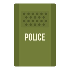 Green police riot shield icon isolated