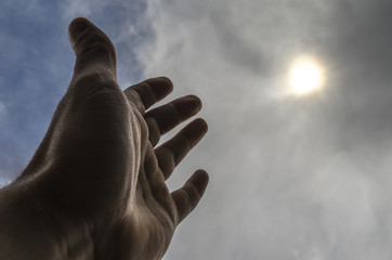 gives a hand to the sky