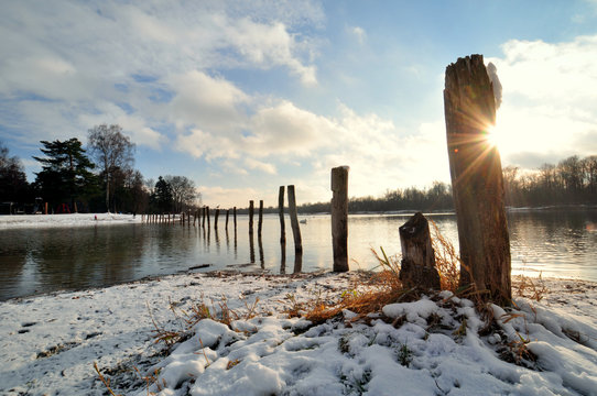 Holzpf&auml;hle im Kuhsee, Hochablass, Augsburg