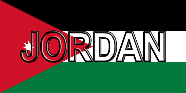 Flag of Jordan with the country written on the flag