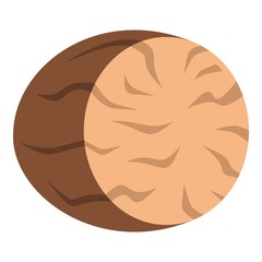 Brown half of nutmeg icon isolated