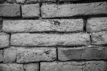 Old brick wall background black and white concept