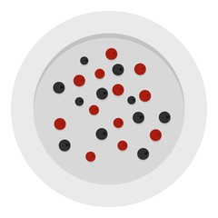 Red and black peppercorns icon isolated