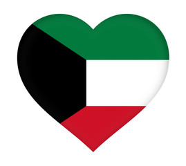 Flag of Kuwait shaped like a Heart.