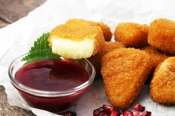 Fried Camembert with Cranberry sauce