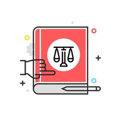 Color box icon, law book illustration, icon
