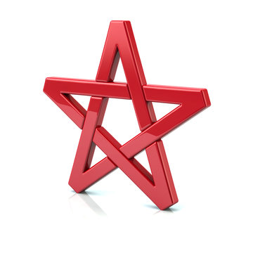 3d illustration of red pentagram