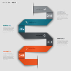 Time line info graphic with folded colored design paper