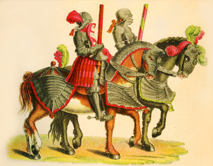 Obraz premium Two knights at the tournament, copy from 