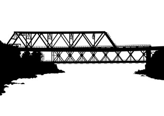 Modern metal bridge on a white background