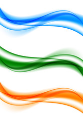 Abstract bright wavy curved lines set