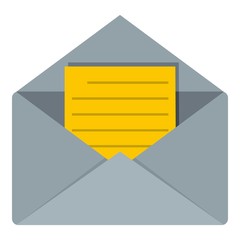 Open envelope with lined sheet of paper icon