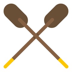 Two wooden crossed oars icon isolated