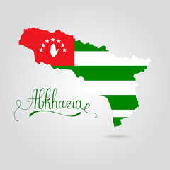 Map and flag of Abkhazia. Republic of Abkhazia vector. Lettering Abkhazia