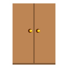 Wooden wardrobe icon isolated