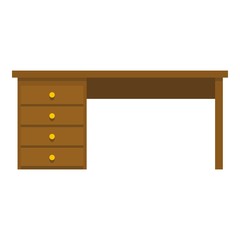 Wooden office desk icon isolated