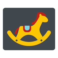Yellow wooden rocking horse icon isolated