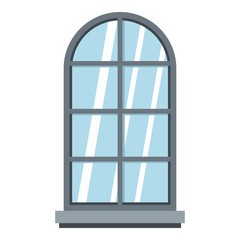 Gray arched window icon isolated