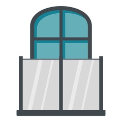 Balcony with a glass fence icon isolated