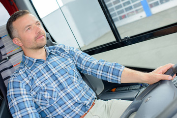 bus driver focused on driving