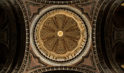 Fototapeta premium Amazing dome from the Basilica of the Mafra National Palace and Convent. Mafra Portugal. April 2017