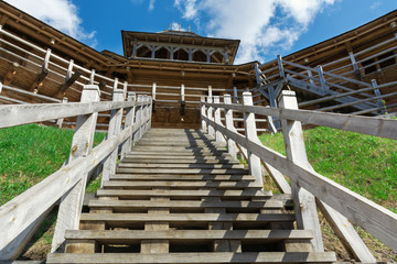 Fototapeta na wymiar Large wooden staircase