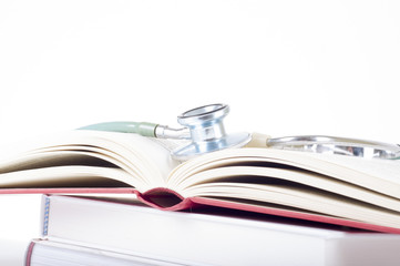 Concept of medical education with books, stethoscope