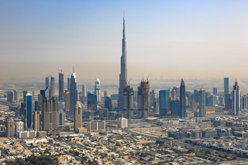Obraz premium Dubai Skyline Burj Khalifa Downtown Luftaufnahme Luftbild