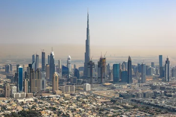 Photo sur Plexiglas Skyline Dubaï Burj Khalifa Vue Aérienne Centre Ville Vue Aérienne