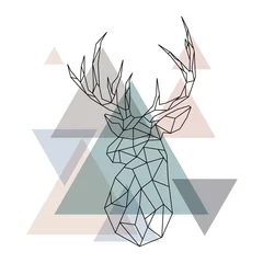Rolgordijnen Geometric reindeer illustration © greens87
