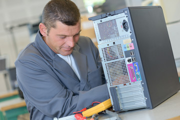 Fototapeta na wymiar fixing the central processing unit