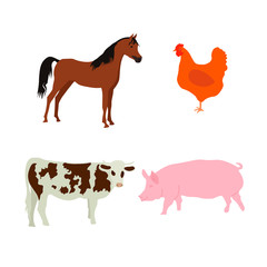 farm animal pig set cow