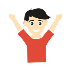 happy smiling boy raising arms icon image vector illustration design 