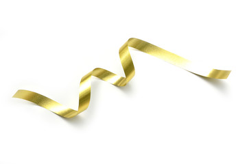 the spiral golden ribbon isolated on white background.
