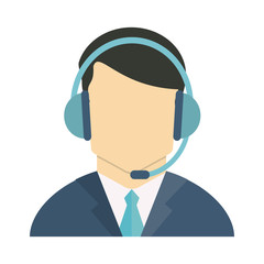 faceless man wearing headset icon image vector illustration design 