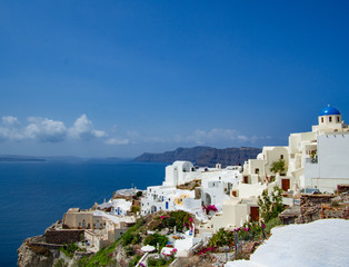 View of the town of Oia, Santorini. 