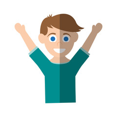 happy smiling blue eye boy raising arms icon image vector illustration design 