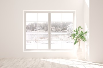 Fototapeta premium White empty room. Scandinavian interior design. 3D illustration
