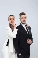 Fototapeta na wymiar Business People Team, Musinessman And Businesswoman Wear Suit Isolated Over White Background