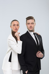 Business People Team, Musinessman And Businesswoman Wear Suit Isolated Over White Background