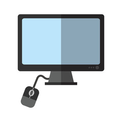 desk computer with mouse icon image vector illustration design 