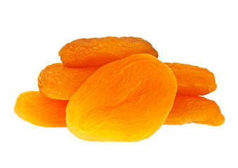 Dried apricots on a white background