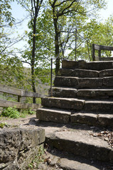 Fototapeta na wymiar treppe an der ruine moschellandsburg