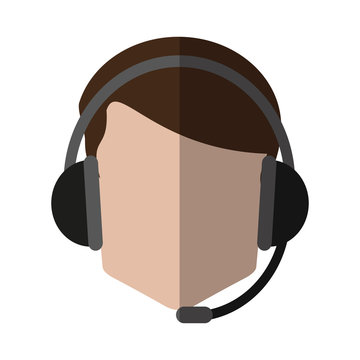faceless man wearing headset icon image vector illustration design 
