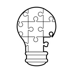 lightbulb made of puzzle pieces teamwork concept image vector illustration design 