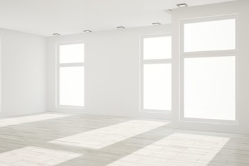 White empty room. Scandinavian interior design. 3D illustration